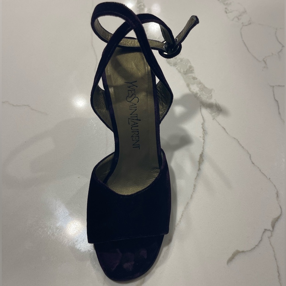 Yves Saint Laurent Deep Purple Velvet Heels - 7.5